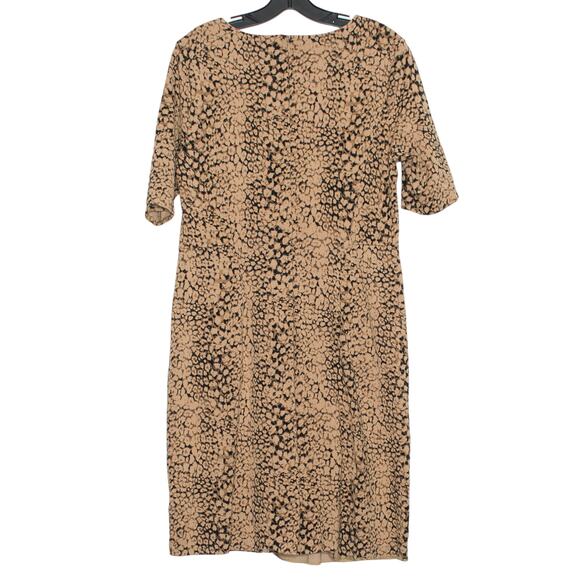 Lands End Dress Ponte Sheath Animal Boho Classic Neutral Earthy Brown Black 12 - Picture 2 of 8